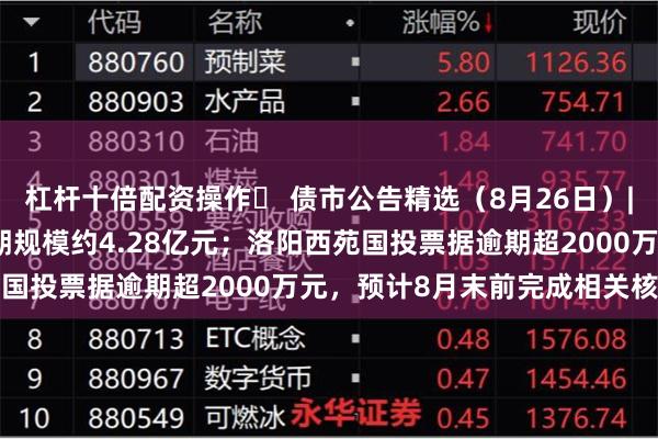 杠杆十倍配资操作	 债市公告精选（8月26日）|合景集团子公